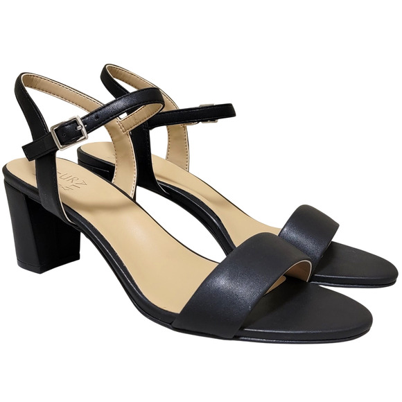 Naturalizer Women Bristol Slingback Ankle Strap Sandal Size US 7.5M Black Smooth - Picture 2 of 5